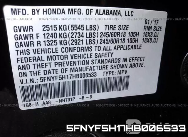 5FNYF5H17HB006533 фото 10