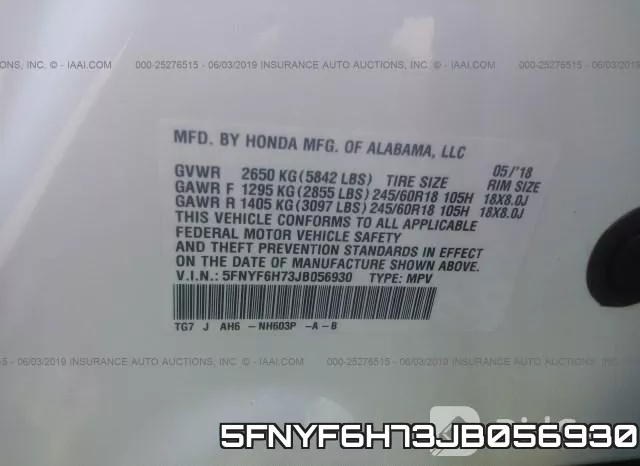 5FNYF6H73JB056930 фото 10