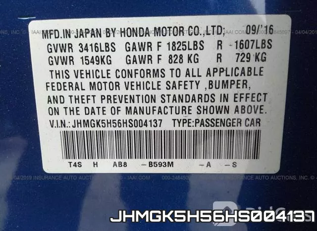 JHMGK5H56HS004137 фото 10