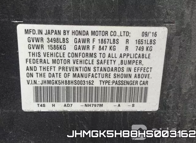 JHMGK5H88HS003162 фото 10