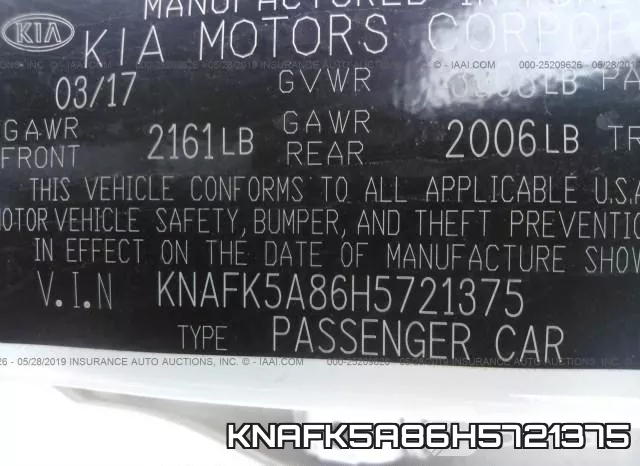 KNAFK5A86H5721375 фото 10