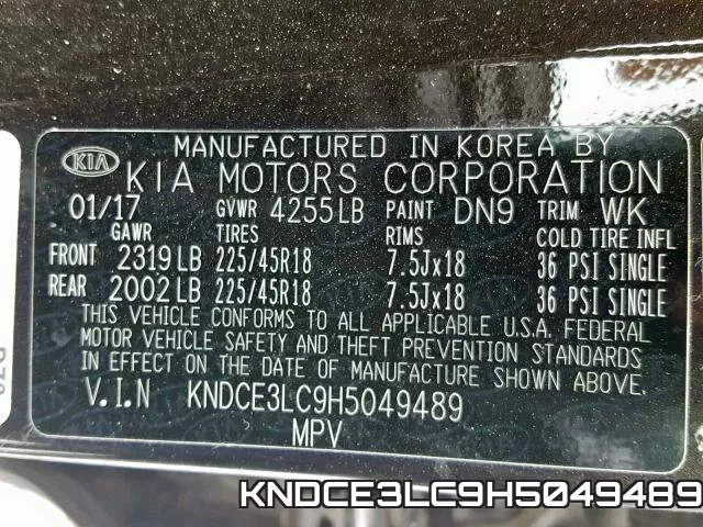 KNDCE3LC9H5049489 фото 2
