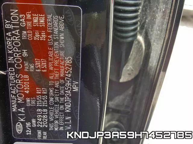 KNDJP3A59H7452785 фото 2