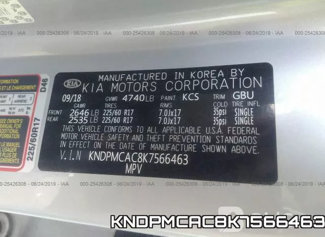 KNDPMCAC8K7566463 фото 10