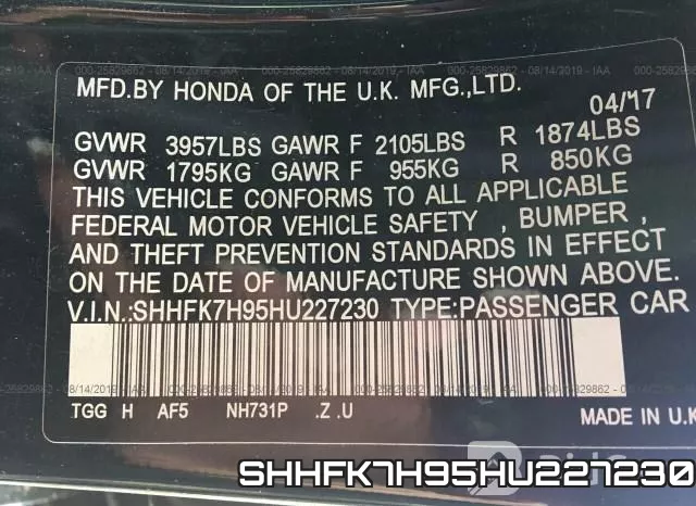 SHHFK7H95HU227230 фото 10