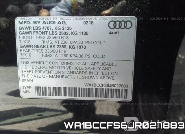 WA1BCCFS6JR027883 фото 10