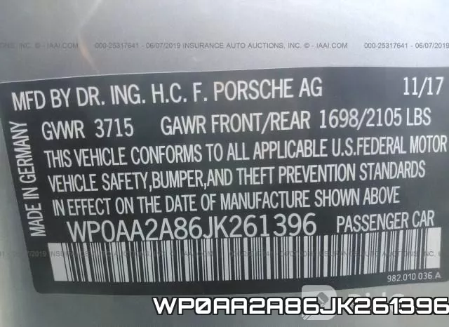 WP0AA2A86JK261396 фото 10
