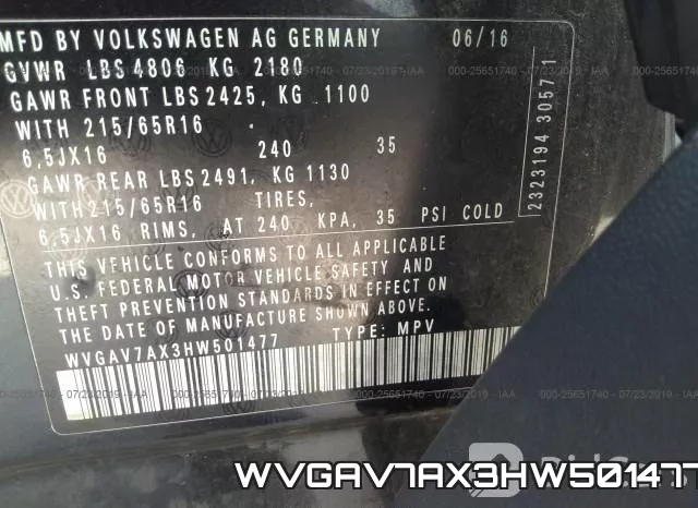WVGAV7AX3HW501477 фото 10