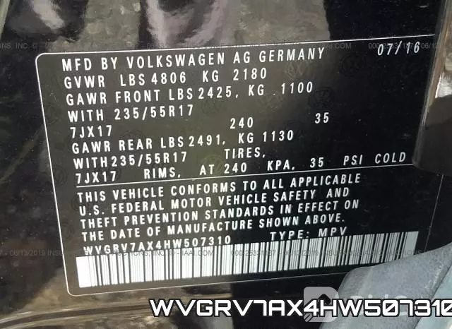 WVGRV7AX4HW507310 фото 10