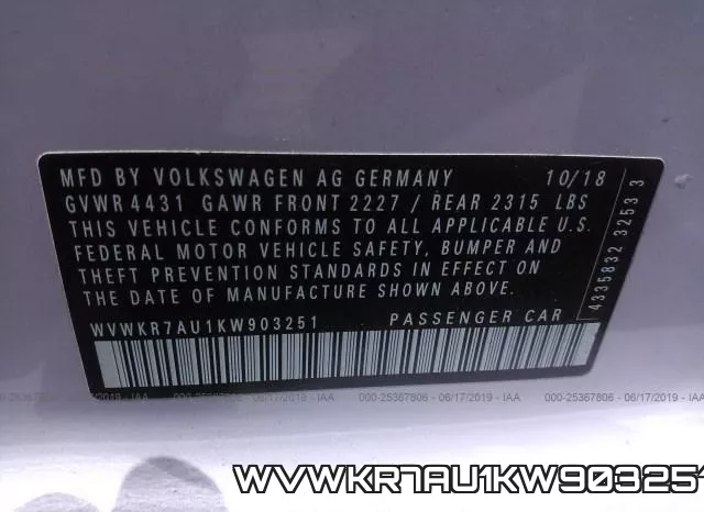 WVWKR7AU1KW903251 фото 10