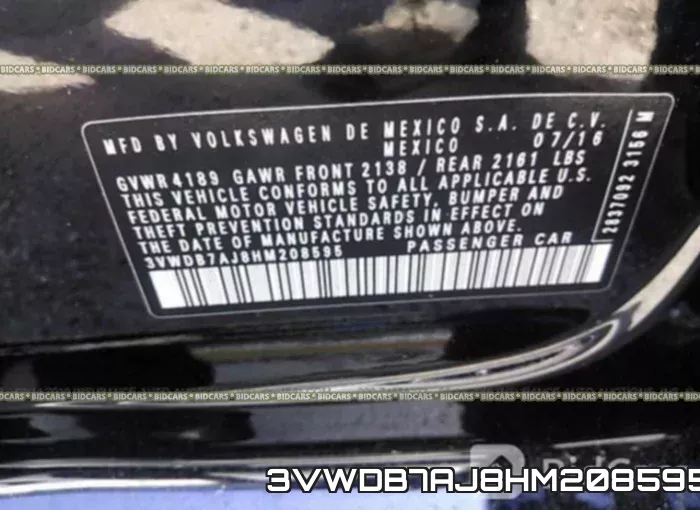 3VWDB7AJ8HM208595 фото 10