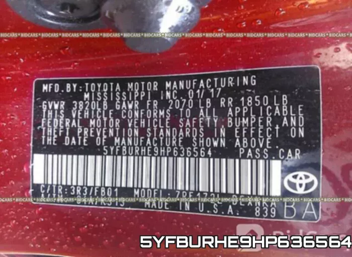 5YFBURHE9HP636564 фото 10