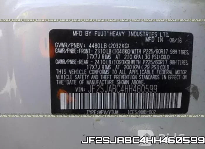JF2SJABC4HH460599 фото 10