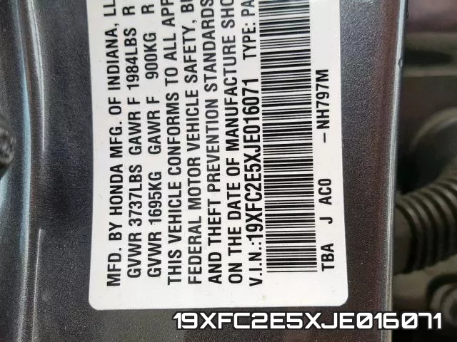 19XFC2E5XJE016071 фото 2