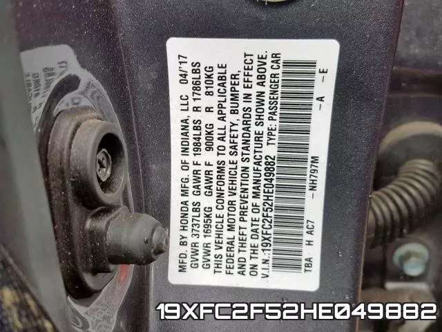 19XFC2F52HE049882 фото 2