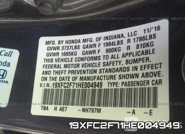 19XFC2F71HE004949 фото 9