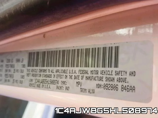 1C4AJWBG5HL508974 фото 2