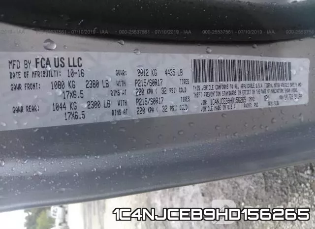 1C4NJCEB9HD156265 фото 10