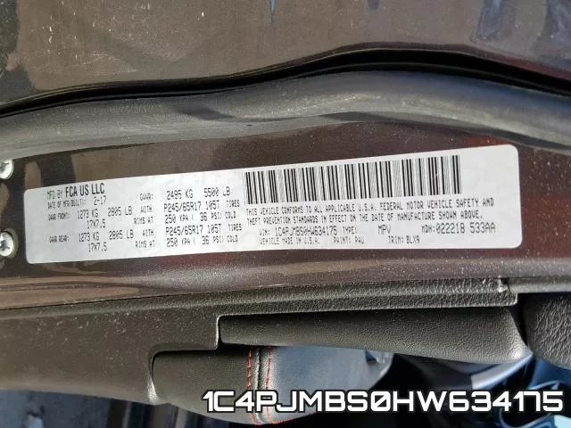 1C4PJMBS0HW634175 фото 2