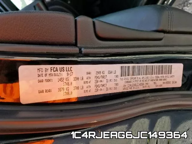 1C4RJEAG6JC149364 фото 2