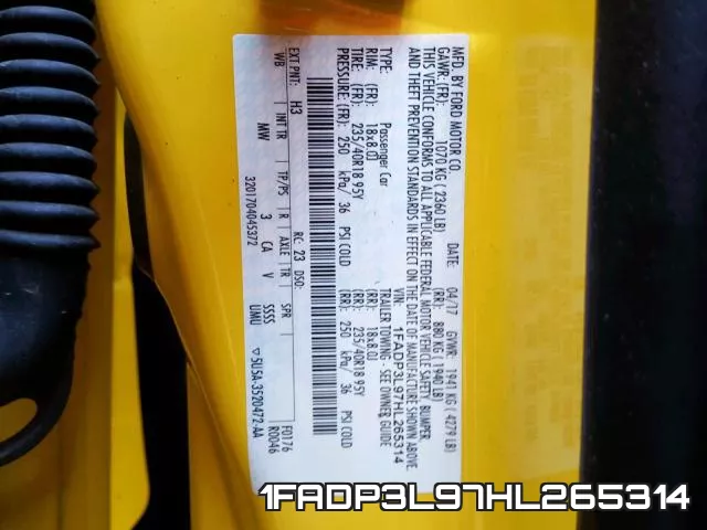 1FADP3L97HL265314 фото 2