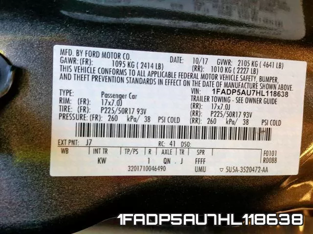 1FADP5AU7HL118638 фото 2