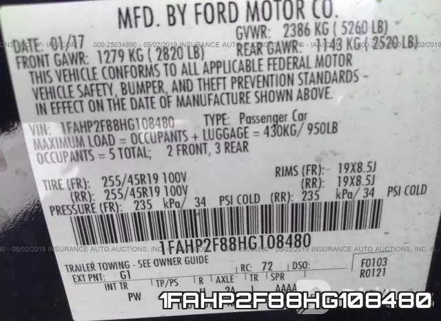 1FAHP2F88HG108480 фото 10
