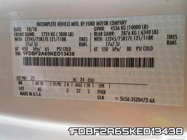 1FDBF2A65KED13438 фото 2