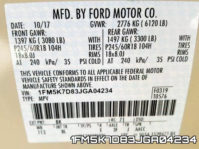 1FM5K7D83JGA04234 фото 2