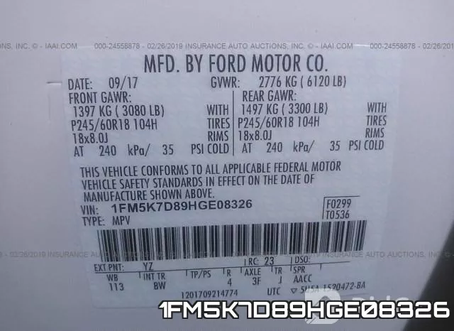 1FM5K7D89HGE08326 фото 10