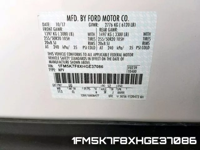 1FM5K7F8XHGE37086 фото 2