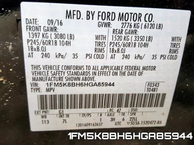 1FM5K8BH6HGA85944 фото 2