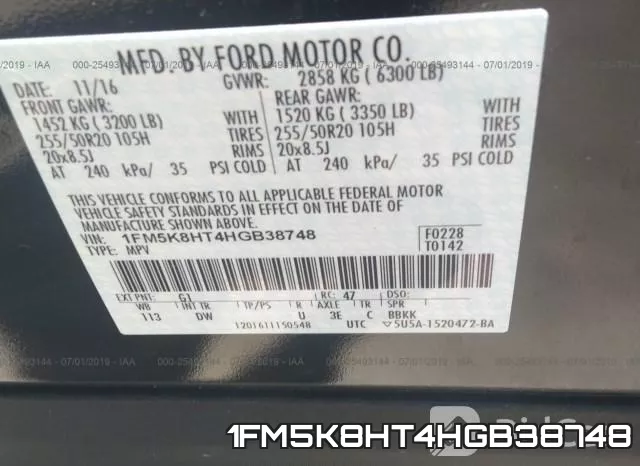 1FM5K8HT4HGB38748 фото 10