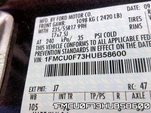 1FMCU0F73HUB58600 фото 2