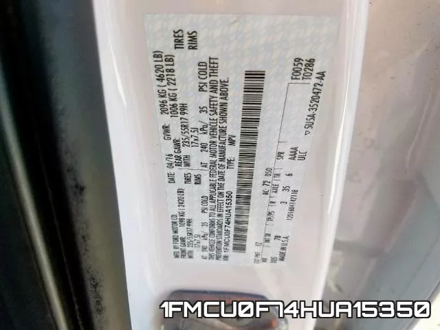 1FMCU0F74HUA15350 фото 2