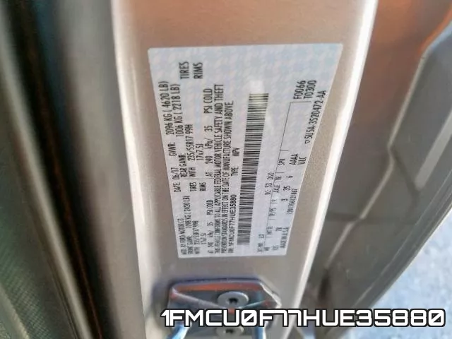 1FMCU0F77HUE35880 фото 2