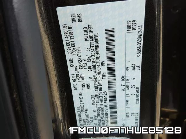 1FMCU0F77HUE85128 фото 2