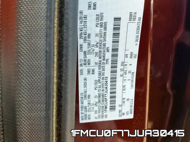 1FMCU0F77JUA30415 фото 2