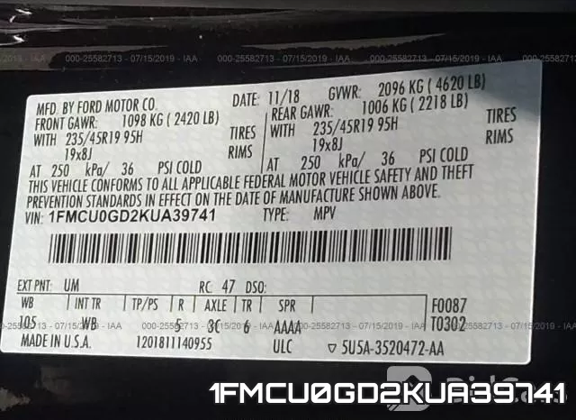 1FMCU0GD2KUA39741 фото 10