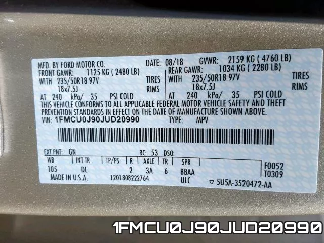 1FMCU0J90JUD20990 фото 2