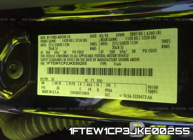 1FTEW1CP3JKE00255 фото 10