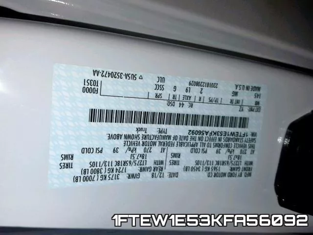 1FTEW1E53KFA56092 фото 2