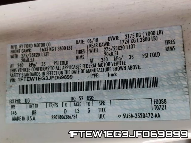 1FTEW1EG3JFD69899 фото 2