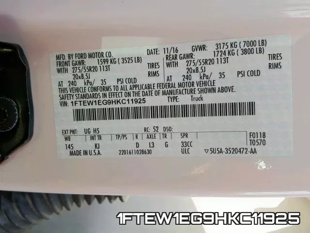 1FTEW1EG9HKC11925 фото 2
