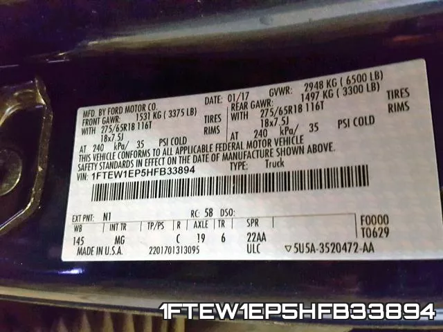 1FTEW1EP5HFB33894 фото 2