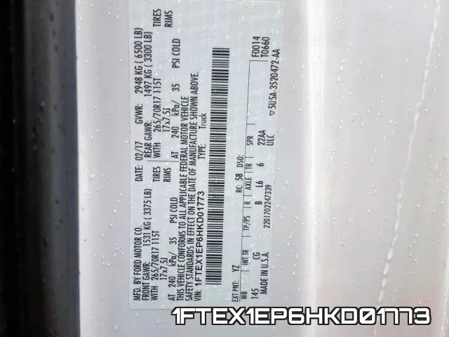 1FTEX1EP6HKD01773 фото 2