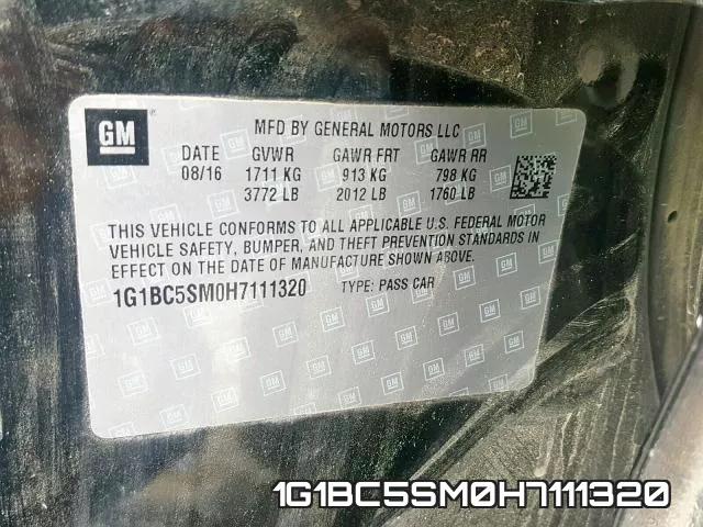 1G1BC5SM0H7111320 фото 2
