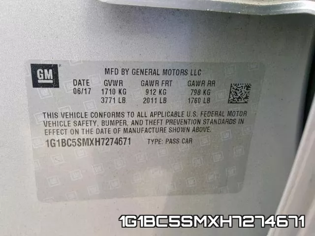 1G1BC5SMXH7274671 фото 2