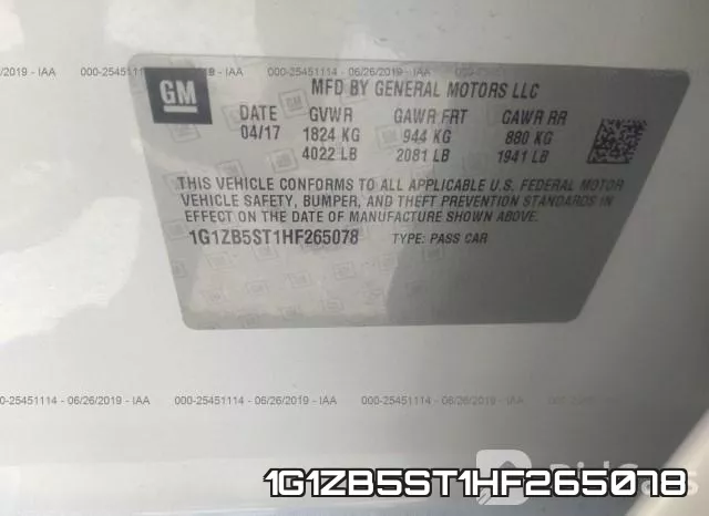 1G1ZB5ST1HF265078 фото 10