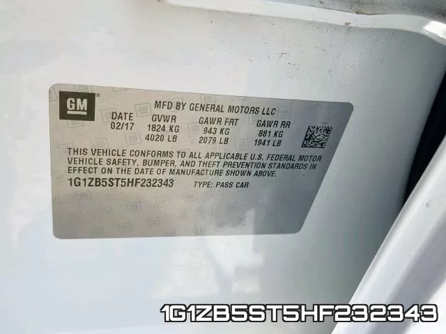 1G1ZB5ST5HF232343 фото 2
